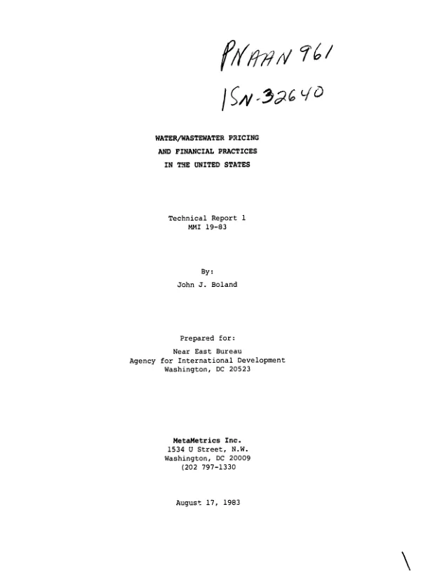Water/wastewater pricing and financial practices in the United States