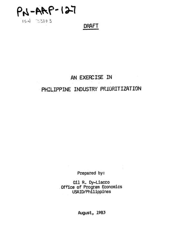 Exercise in Philippine industry prioritization