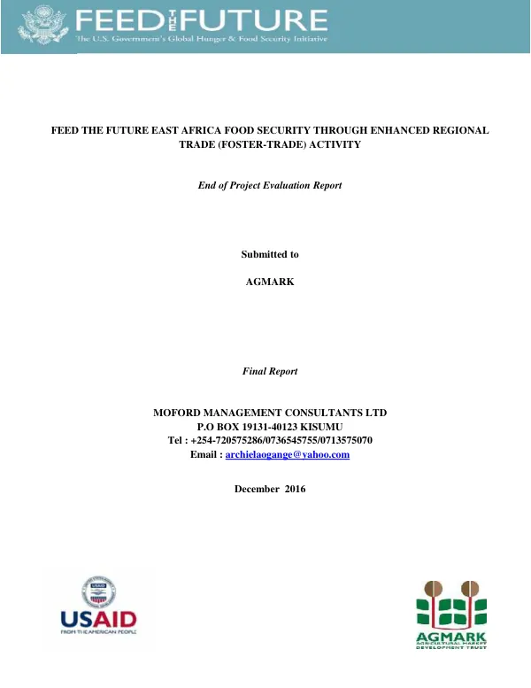 Feed the Future East Africa food security through enhanced regional trade (FOSTER-trade) activity : end of project evaluation report