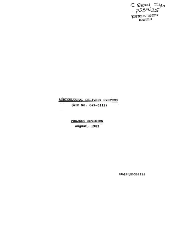 Agricultural delivery systems : amendment no. 1