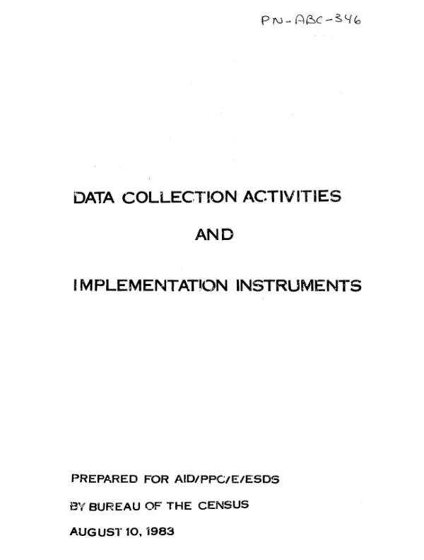 Data collection activities and implementation instruments