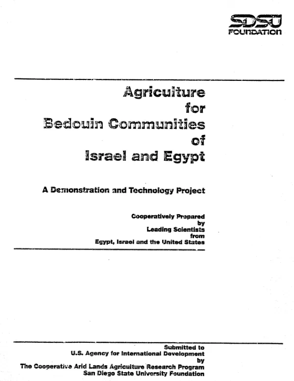 Agriculture for Bedouin communities of Israel and Egypt : a demonstration and technology project