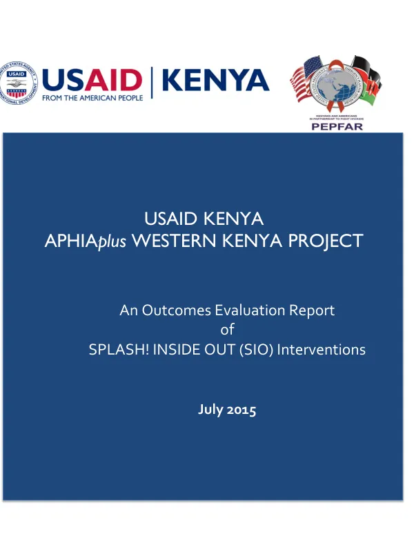 An outcomes evaluation report of SPLASH! INSIDE OUT (SIO) interventions