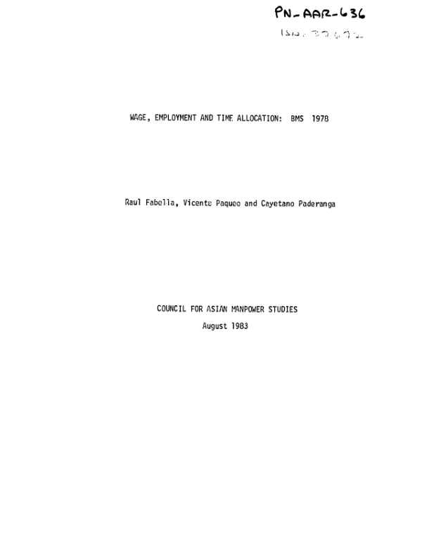 Wage, employment and time allocation : BMS 1978