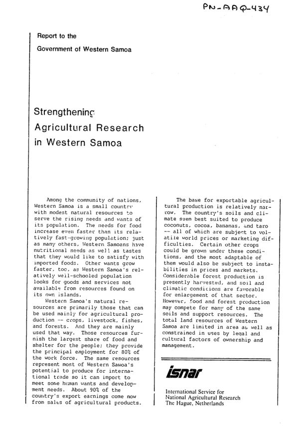 Strengthening agricultural research in Western Samoa