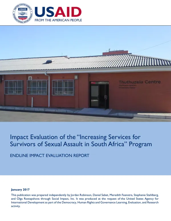 Impact evaluation of the "increasing services for survivors of sexual assault in south Africa" program : endline impact evaluation report