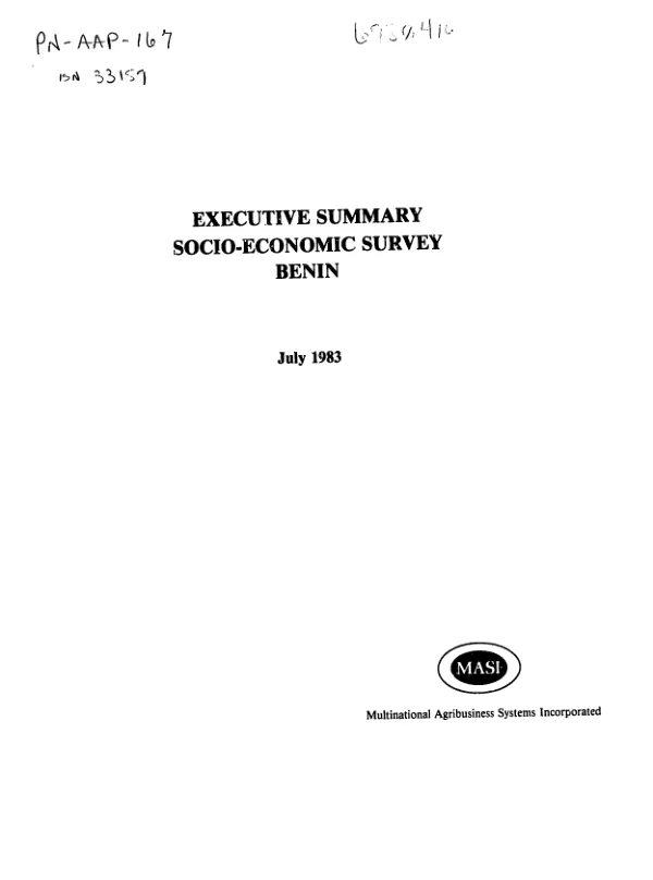 Socio-economic project for the development of Oncho-free areas : executive summary