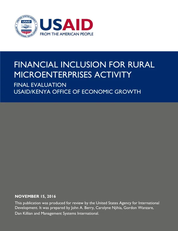 Financial inclusion for rural microenterprises activity : final evaluation