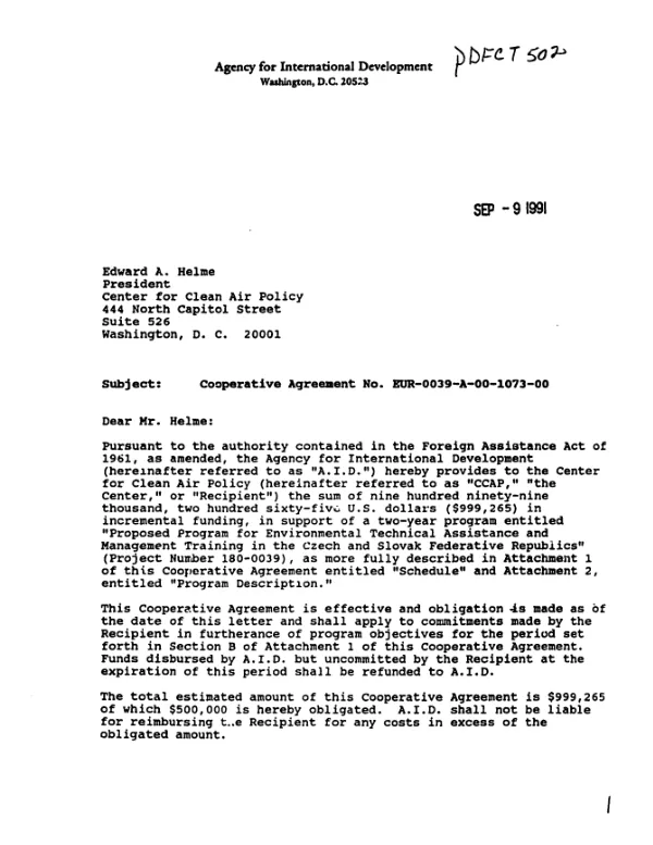 AID specific support grant no. LAC-0591-G-SS-3050-00 to Florida State University to provide translation and editing services in support of the human rights initiatives project