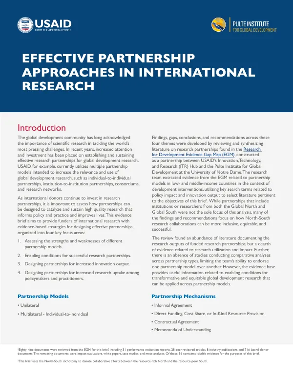Effective Partnership Approaches in International Research