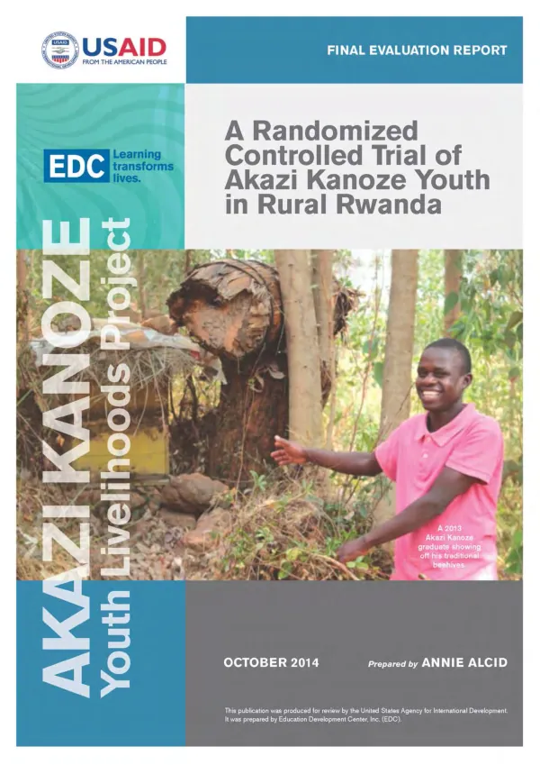 A randomized controlled trial of akazi kanoze youth in rural Rwanda : final evaluation report