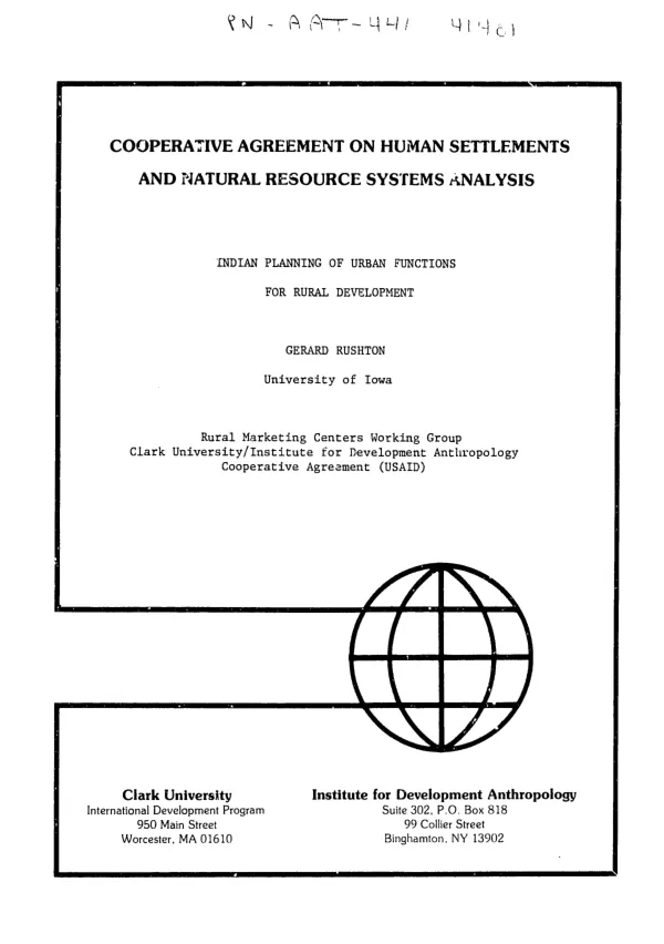Indian planning of urban functions for rural development