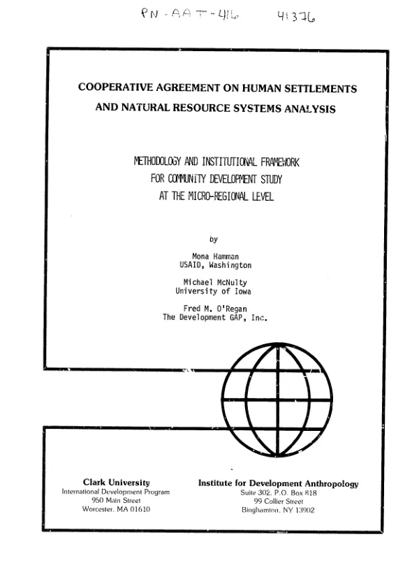 Methodology and institutional framework for community development study at the micro-regional level