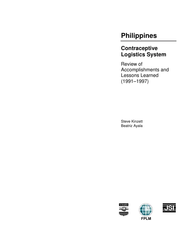 Philippines : contraceptive logistics system -- review of accomplishments and lessons learned (1991-1997)