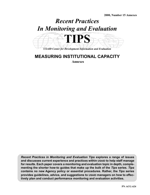Measuring institutional capacity : annexes