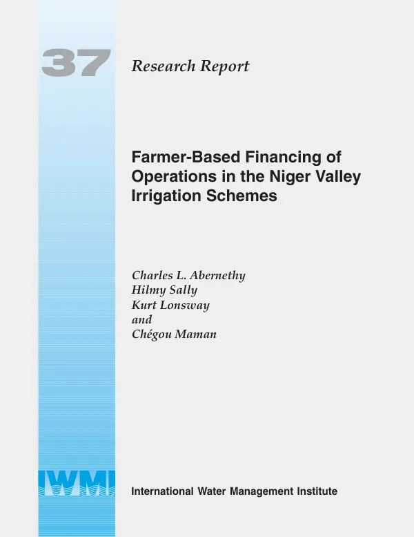 Farmer-based financing of operations in the Niger Valley irrigation schemes