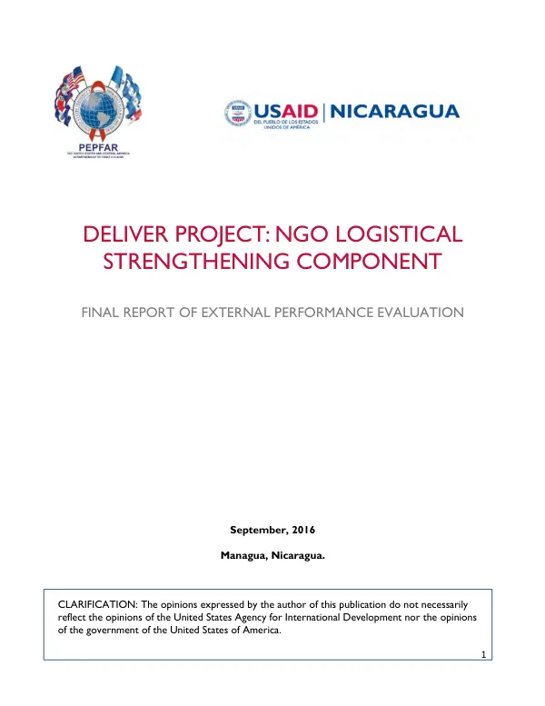DELIVER project : NGO logistical strengthening component : final report of external performance evaluation