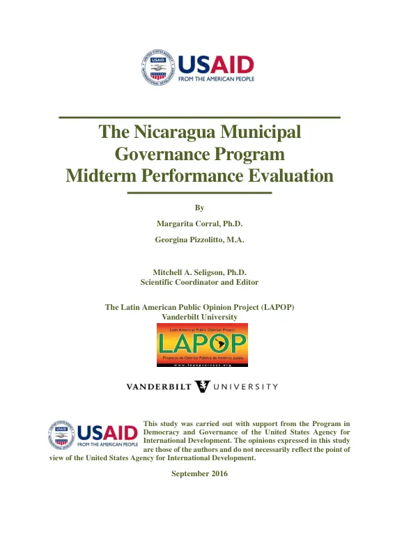 The Nicaragua municipal governance program midterm performance evaluation
