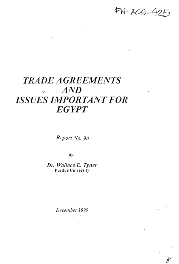 Trade agreements and issues important to Egypt