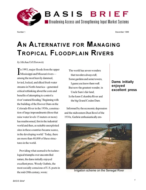Alternative for managing tropical floodplain rivers