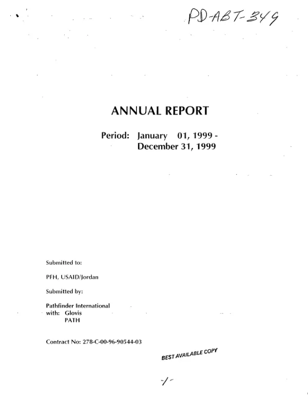 Comprehensive postpartum [post partum] project (CPP) : annual report -- period : January 01, 1999-December 31, 1999