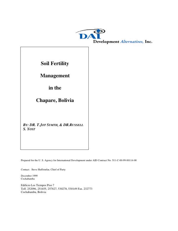 Soil fertility management in the Chapare, Bolivia