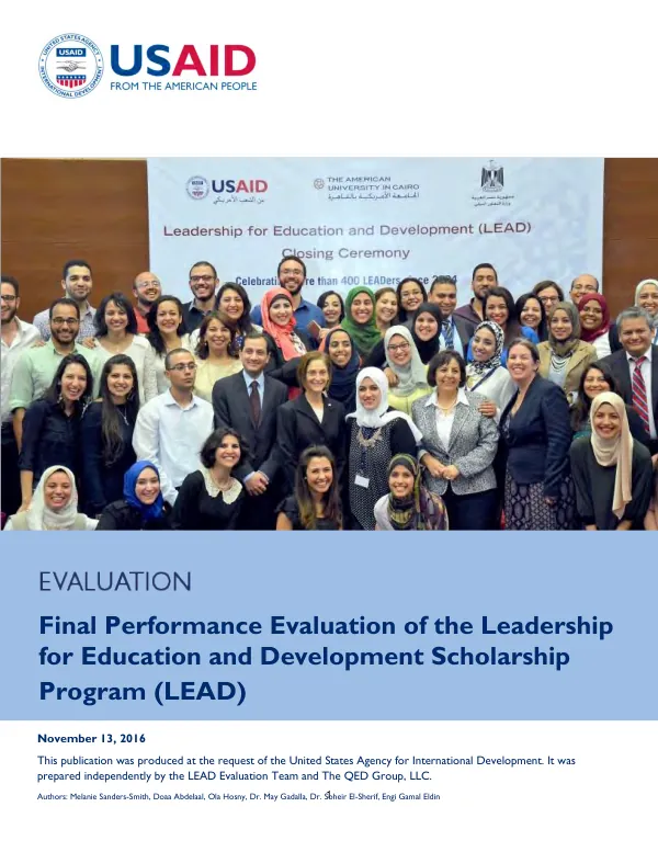 Final performance evaluation of the leadership for education and development scholarship program (LEAD)