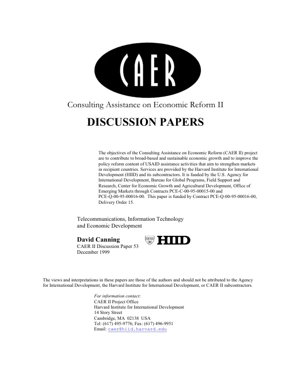Telecommunications, information technology and economic development