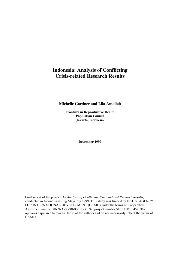 Indonesia : analysis of conflicting crisis-related research results