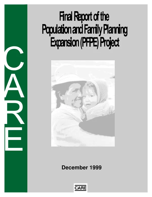 Final report of the population and family planning expansion (PFPE) project