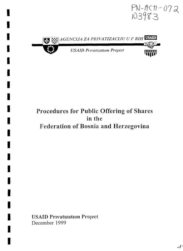 Procedures for public offering of shares in the Federation of Bosnia and Herzegovina