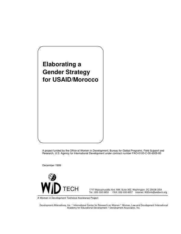 Elaborating a gender strategy for USAID/Morocco