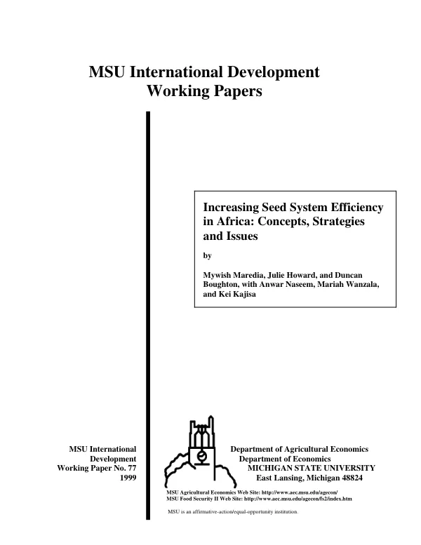 Increasing seed system efficiency in Africa : concepts, strategies and issues