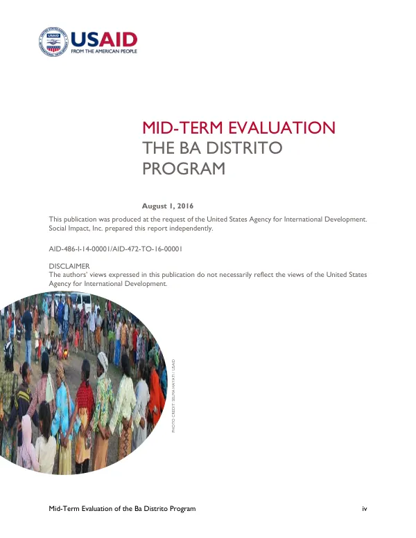 Mid-term evaluation : the ba distrito program