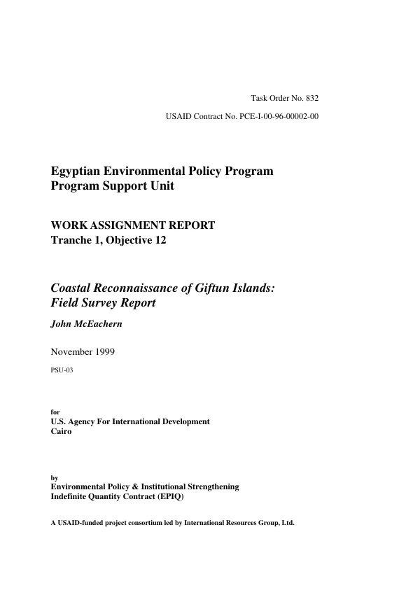 Coastal reconnaissance of Giftun Islands : field survey report
