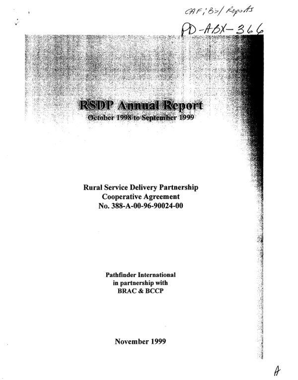 RSDP annual report : October 1998 to September 1999 -- rural service delivery partnership