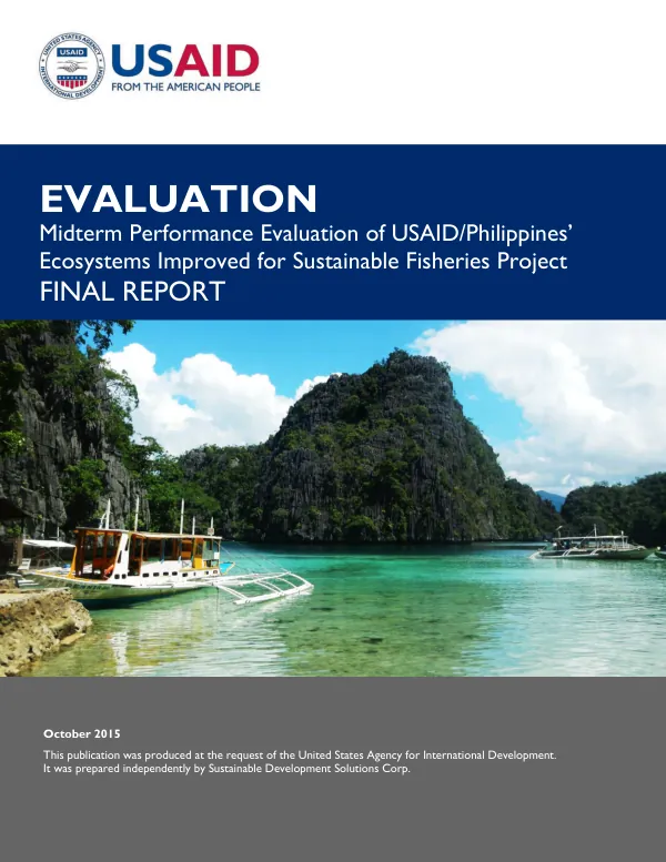 Mid-term performance evaluation of USAID/Philippines' ecosystems improved for sustainable fisheries project : final report