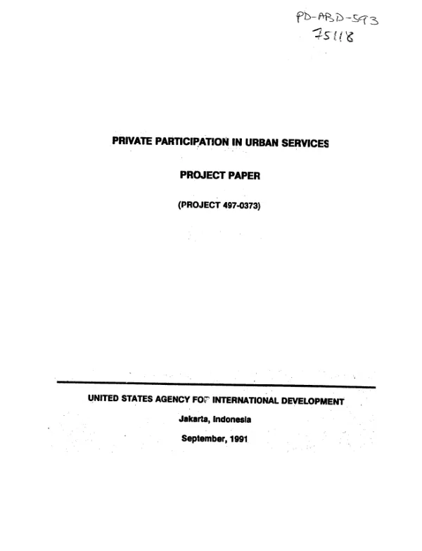 Private participation in urban services