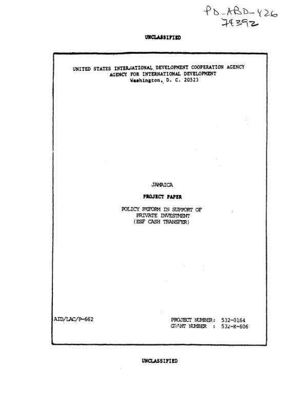 Policy reform in support of private investment (ESF cash transfer)