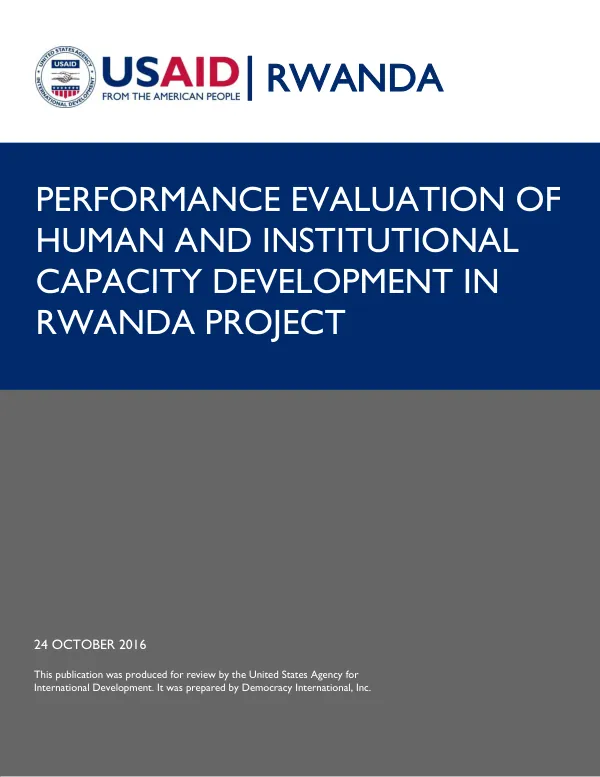 Performance evaluation of human and institutional capacity development in Rwanda project : final report