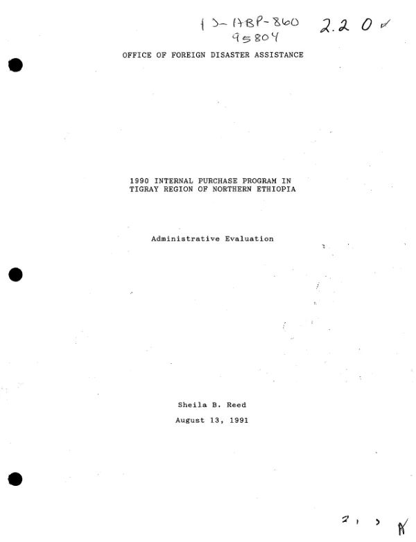 1990 internal purchase program in Tigray region of Northern Ethiopia : administrative evaluation