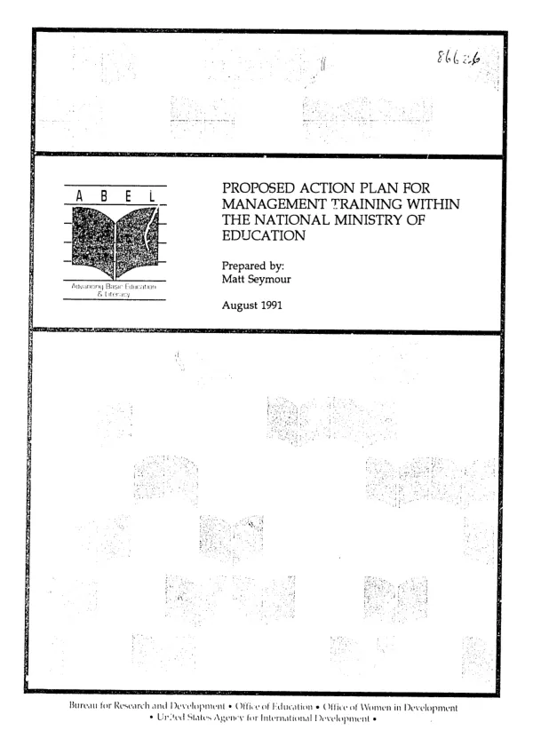 Proposed action plan for management training within the National Ministry of Education : for the amendment to the basic education and expansion project (BEEP)