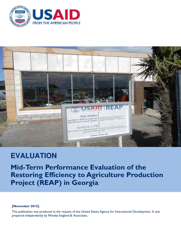 Mid-term performance evaluation of the restoring efficiency to agriculture production project (REAP)