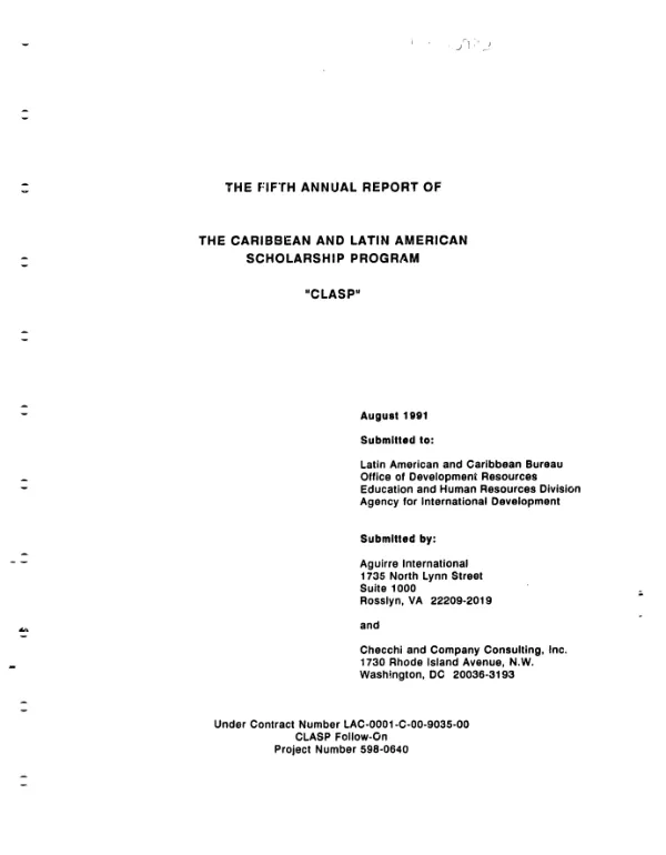 Fifth annual report of the Caribbean and Latin American scholarship program (CLASP)