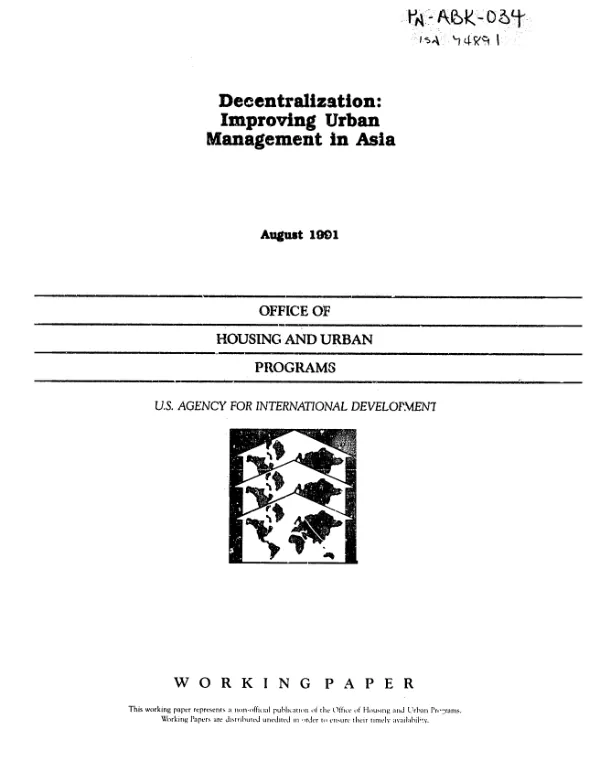 Decentralization : improving urban management in Asia