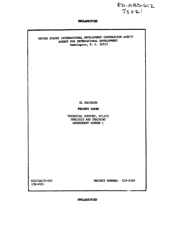 Technical support, policy analysis and training : amendment no. 1