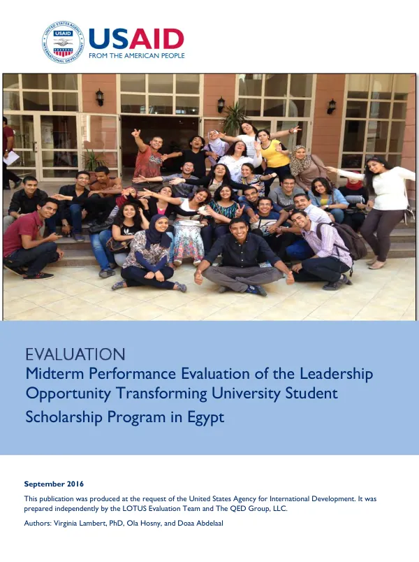 Midterm performance evaluation of the leadership opportunity transforming university student scholarship program in Egypt