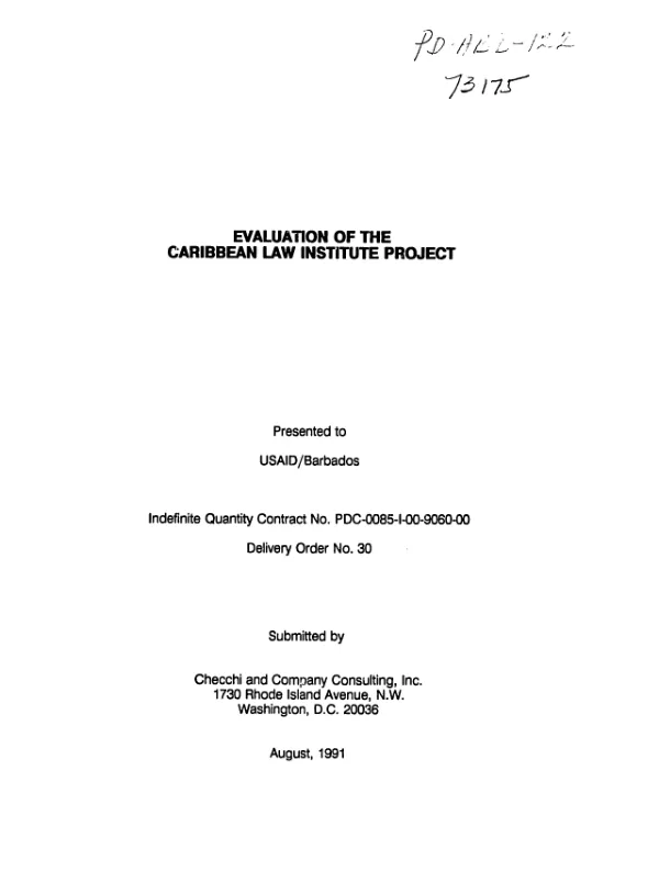 Evaluation of the Caribbean Law Institute project