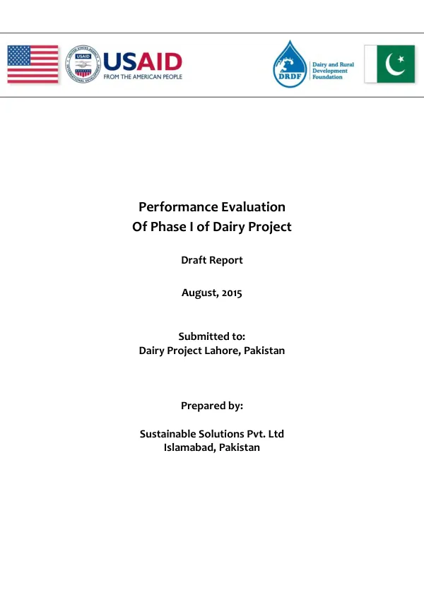 Performance evaluation of phase I of USAID dairy project
