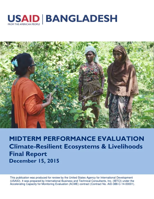 Midterm performance evaluation : climate-resilient ecosystems & livelihoods : final report